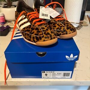adidas Women’s SL 72 Leopard Print Sneakers with Orange Laces